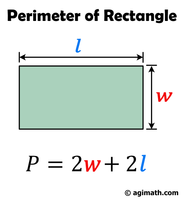 Perimeter of rectangle is 2 times width plus 2 times length